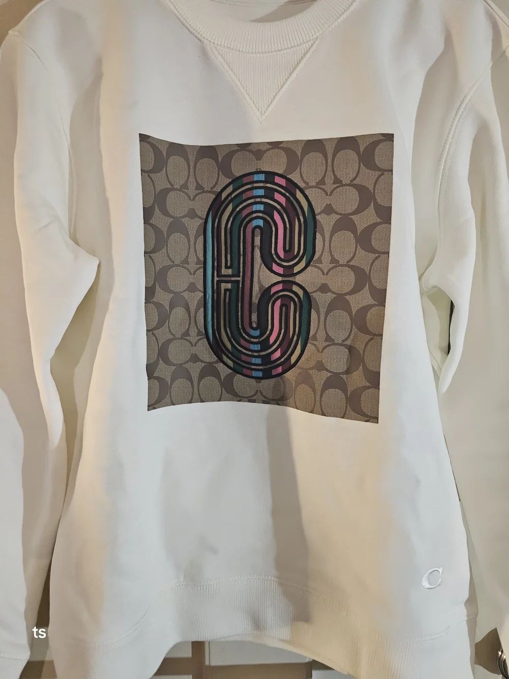 Coach Crew Neck Sweatshirt Limited Edition Cream Multicolor Logo